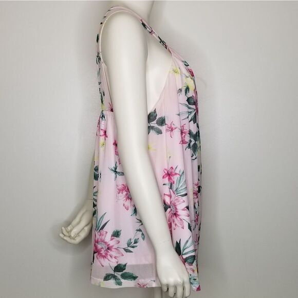 Torrid Mesh Halter O-Ring Tank Top All Over Floral Print Pink Size 2 - Picture 6 of 12